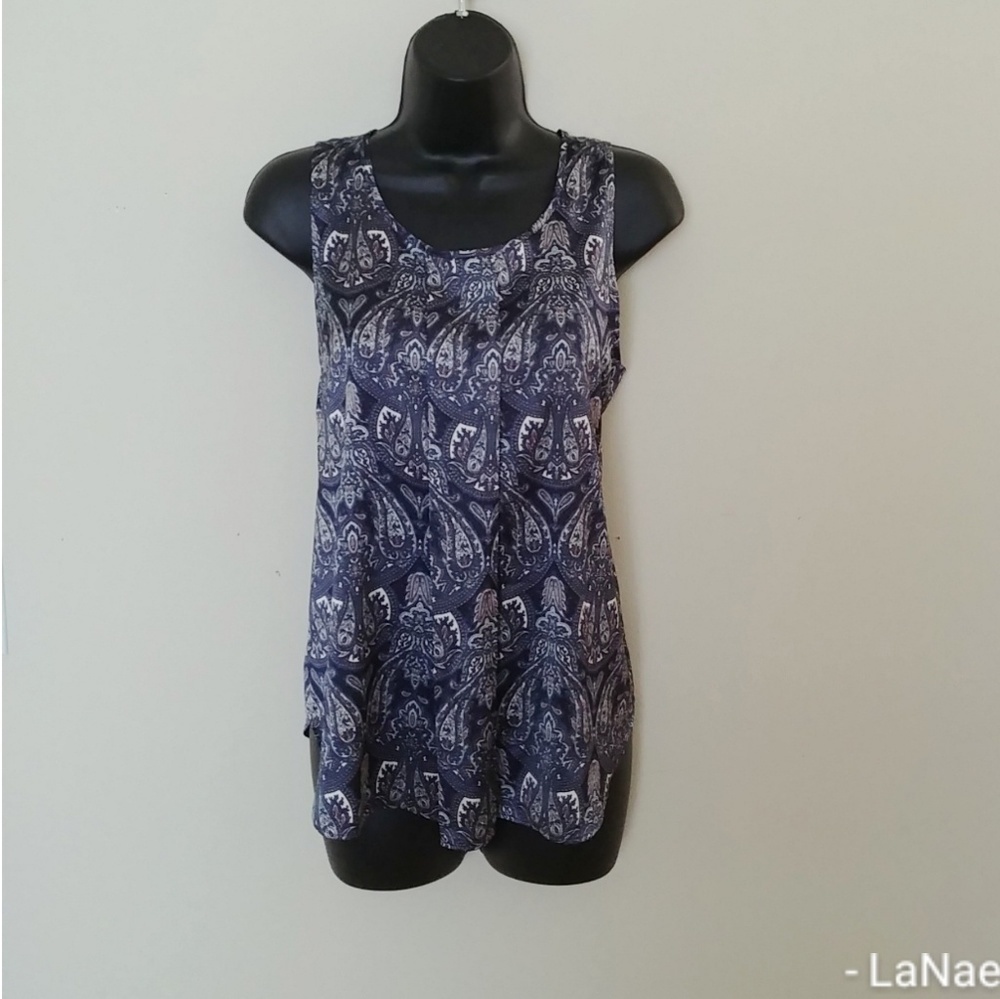 Ann Taylor Dark Blue & White Blouse
